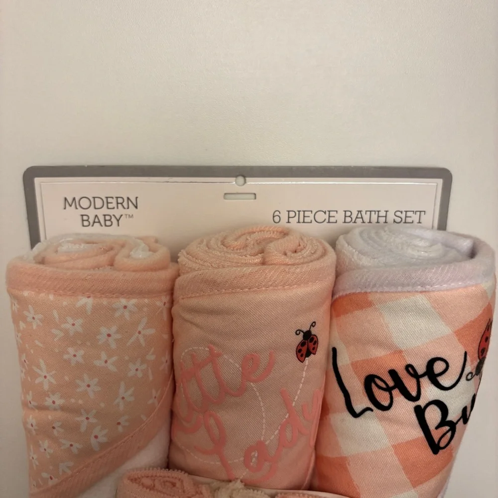 Baby Girl Bath Hooded Bath Towels Set